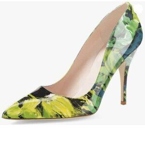 YDN Women's Chic Pointed Closed Toe Mid Heel Pumps ,Stilettos Dress Shoe Green